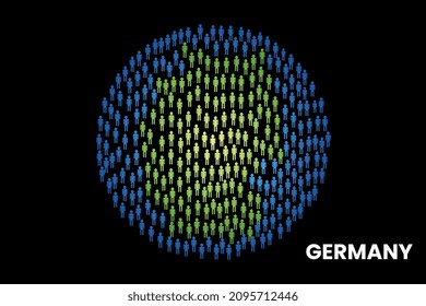 Germany population people map in globe vector illustration design