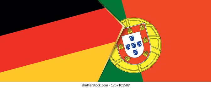 Deutschland und Portugal Flaggen, zwei Vektorflaggen Symbol für Beziehung oder Konfrontation.