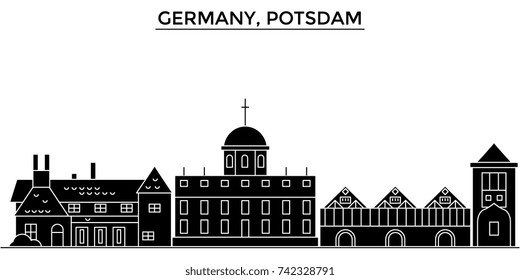 Germany, Potsdam architecture vector city skyline, travel cityscape with landmarks, buildings, isolated sights on background