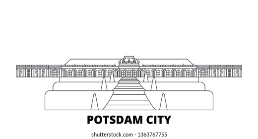 Germany, Potsdam City line travel skyline set. Germany, Potsdam City outline city vector illustration, symbol, travel sights, landmarks.