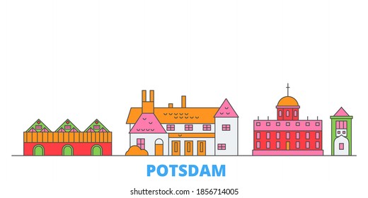 Germany, Potsdam line cityscape, flat vector. Travel city landmark, oultine illustration, line world icons