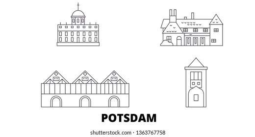 Germany, Potsdam line travel skyline set. Germany, Potsdam outline city vector illustration, symbol, travel sights, landmarks.