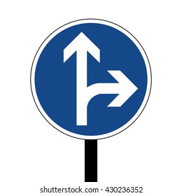 Germany Proceed Straight or Turn Right Road Sign