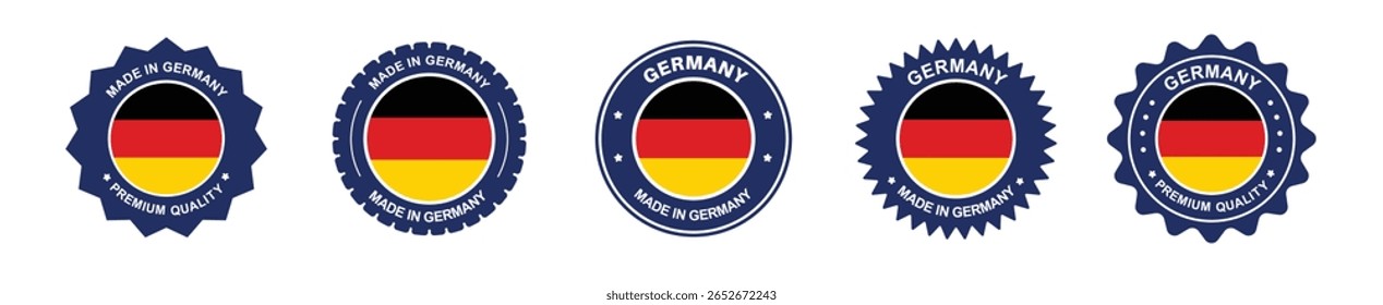 germany product label set.germany flag, premium made in germany. Labels, seals, stamps, flags, icons