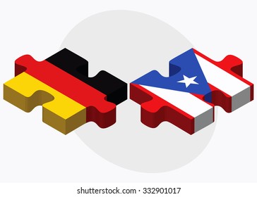Germany and Puerto Rico Flags in puzzle isolated on white background
