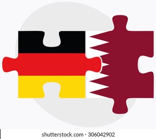 Germany and Qatar Flags in puzzle isolated on white background