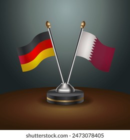 Germany and Qatar table flags relation with gradient backgrund. Vector Illustration