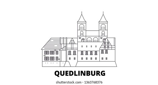 Germany, Quedlinburg line travel skyline set. Germany, Quedlinburg outline city vector illustration, symbol, travel sights, landmarks.