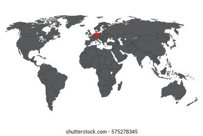 Germany red on gray world map vector
