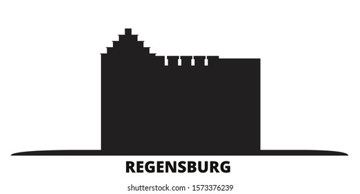 Germany, Regensburg city skyline isolated vector illustration. Germany, Regensburg travel black cityscape