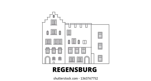 Germany, Regensburg line travel skyline set. Germany, Regensburg outline city vector illustration, symbol, travel sights, landmarks.