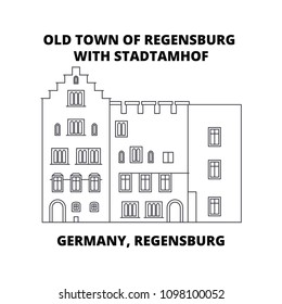 Germany, Regensburg, Old Town Stadtamhof line icon concept. Germany, Regensburg, Old Town Stadtamhof linear vector sign, symbol, illustration.