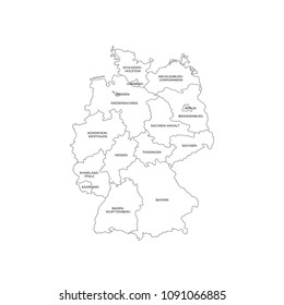 Germany Regions Map Line Vector