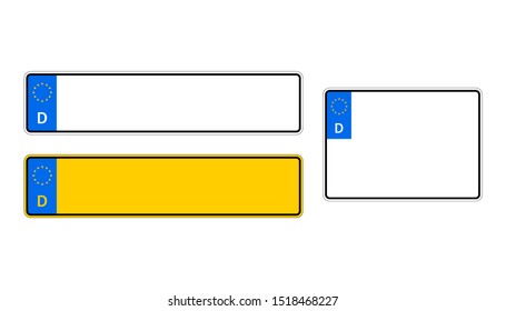 Germany registration plates number car. Vector illustration.