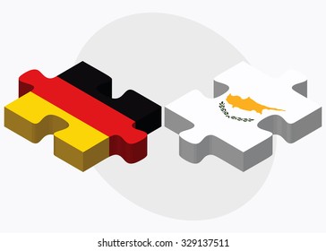 Germany and Republic of Cyprus Flags in puzzle isolated on white background