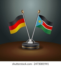 Germany and Republic of North Sudan table flags relation with gradient backgrund. Vector Illustration