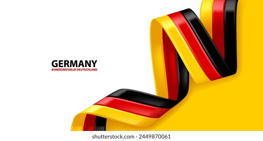 Germany ribbon flag. Bent waving ribbon in colors of the Germany national flag. National flag background design.