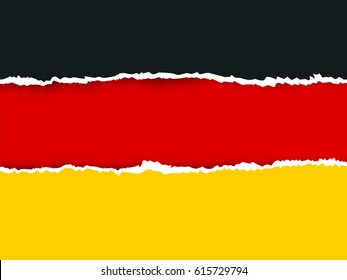 Germany ripped flag  paper and white background with space for text, vector art and illustration.