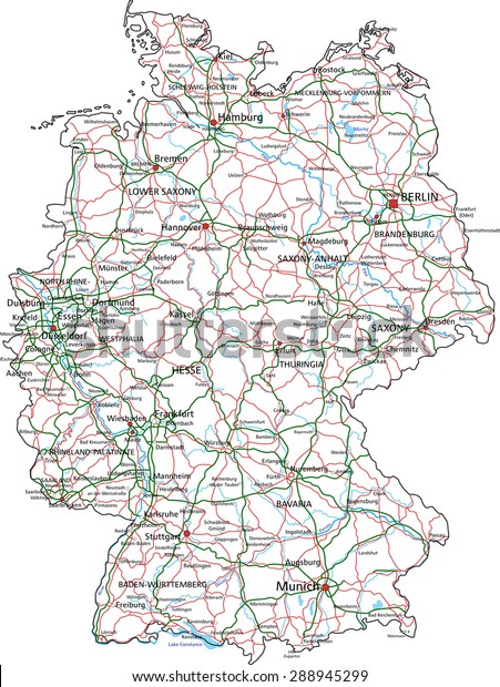 Germany Road Highway Map Vector Illustration Stock Vector (Royalty Free ...