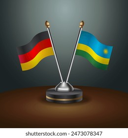 Germany and Romania table flags relation with gradient backgrund. Vector Illustration