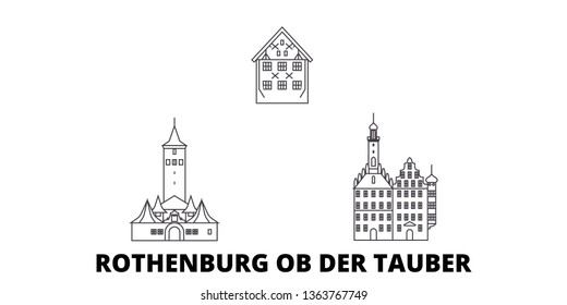 Germany, Rothenburg Ob Der Tauber line travel skyline set. Germany, Rothenburg Ob Der Tauber outline city vector illustration, symbol, travel sights, landmarks.