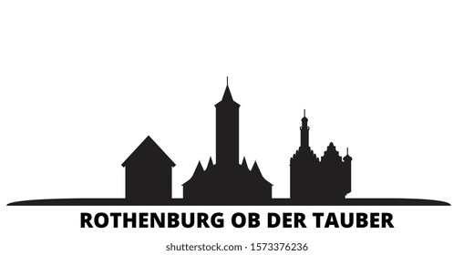 Germany, Rothenburg Ob Der Tauber city skyline isolated vector illustration. Germany, Rothenburg Ob Der Tauber travel black cityscape