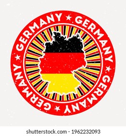 Germany round stamp. Logo of the country with flag. Vintage badge with circular text and stars, vector illustration.