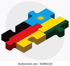 Germany and Rwanda Flags in puzzle isolated on white background