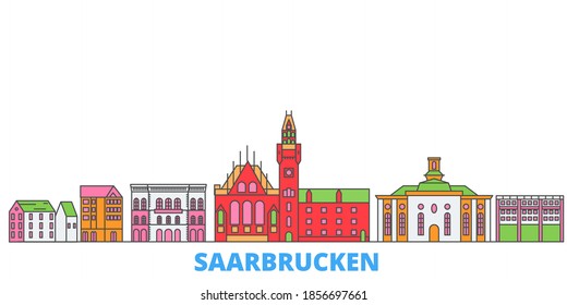 Germany, Saarbrucken line cityscape, flat vector. Travel city landmark, oultine illustration, line world icons