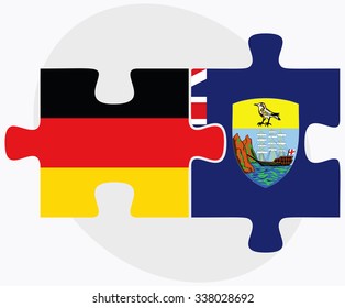 Germany and Saint Helena Flags in puzzle isolated on white background