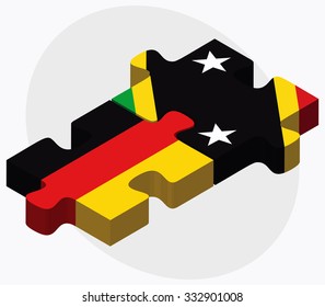 Germany and Saint Kitts and Nevis Flags in puzzle isolated on white background