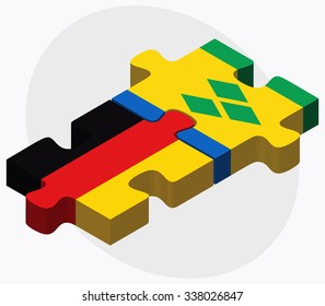 Germany and Saint Vincent and the Grenadines Flags in puzzle isolated on white background