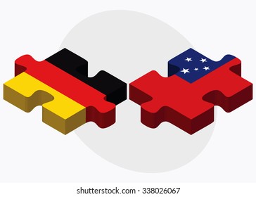 Germany and Samoa Flags in puzzle isolated on white background