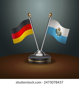 Germany and San Marino table flags relation with gradient backgrund. Vector Illustration