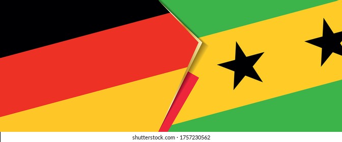 Germany and Sao Tome and Principe flags, two vector flags symbol of relationship or confrontation.