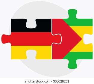 Germany and Sao Tome and Principe Flags in puzzle isolated on white background