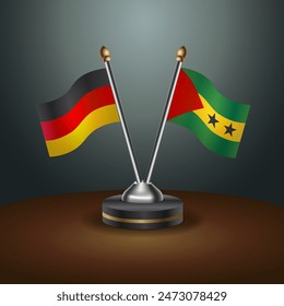 Germany and Sao Tome and Principe table flags relation with gradient backgrund. Vector Illustration