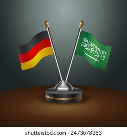 Germany and Saudi Arabia table flags relation with gradient backgrund. Vector Illustration