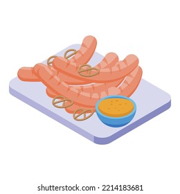 Germany sausage icon isometric vector. Cuisine food. Chef cheese