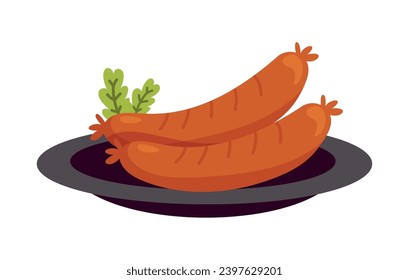 germany sausages food illustration isolated