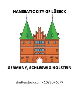 Germany, Schleswig-Holstein, Hanseatic City Of Lubeck  line icon concept. Germany, Schleswig-Holstein, Hanseatic City Of Lubeck  flat vector sign, symbol, illustration.