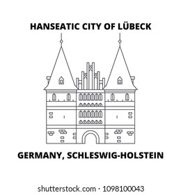 Germany, Schleswig-Holstein, Hanseatic City Of Lubeck  line icon concept. Germany, Schleswig-Holstein, Hanseatic City Of Lubeck  linear vector sign, symbol, illustration.