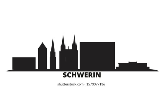 Germany, Schwerin city skyline isolated vector illustration. Germany, Schwerin travel black cityscape