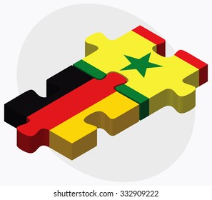 Germany and Senegal Flags in puzzle isolated on white background