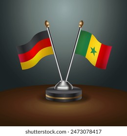 Germany and Senegal table flags relation with gradient backgrund. Vector Illustration