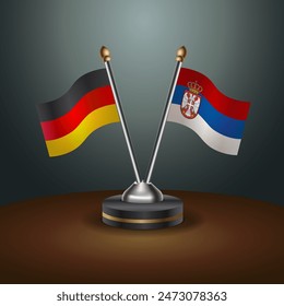 Germany and Serbia table flags relation with gradient backgrund. Vector Illustration