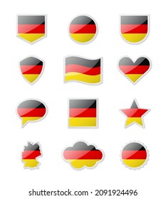 Germany - set of country flags in the form of stickers of various shapes. Vector illustration