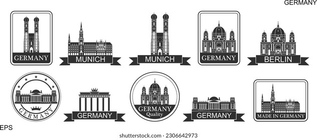 Germany set. Isolated Germany on white background