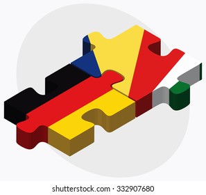 Germany and Seychelles Flags in puzzle isolated on white background