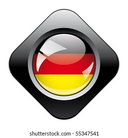 Germany shiny button flag with black frame -  vector illustration. Isolated abstract object against white background.